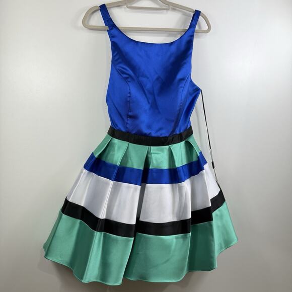 Nox Anabel Narianna New Colorblock A Line Mini Dress XL Open Back HOCO Party - Picture 13 of 15